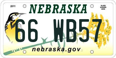 NE license plate 66WB57