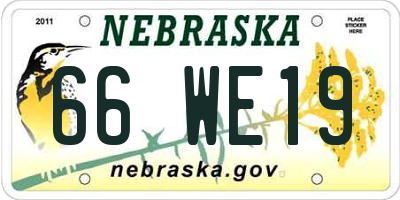 NE license plate 66WE19