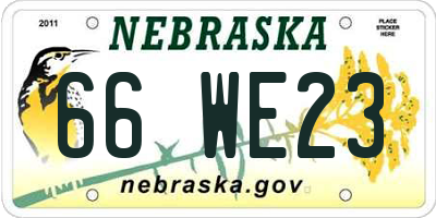 NE license plate 66WE23