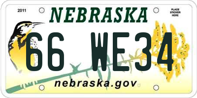 NE license plate 66WE34