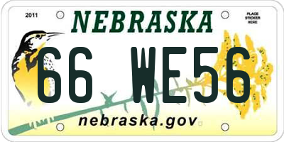 NE license plate 66WE56