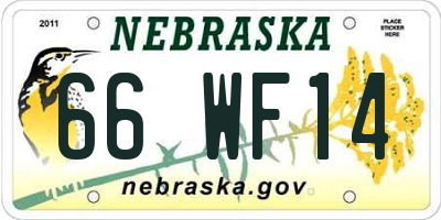 NE license plate 66WF14