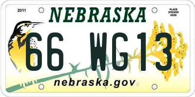 NE license plate 66WG13