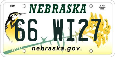 NE license plate 66WI27
