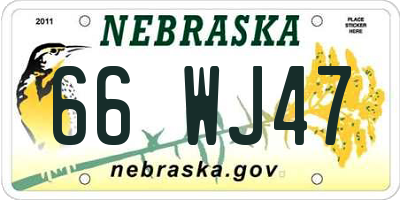 NE license plate 66WJ47