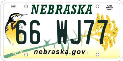 NE license plate 66WJ77