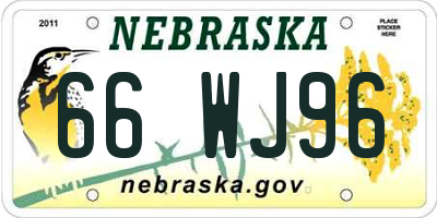 NE license plate 66WJ96