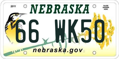 NE license plate 66WK50
