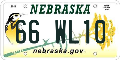 NE license plate 66WL10