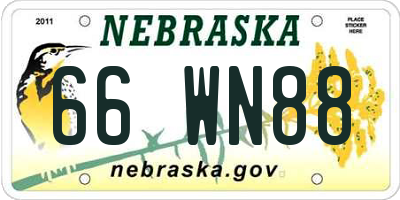 NE license plate 66WN88