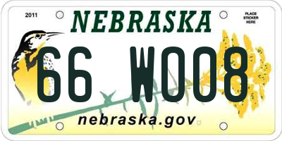 NE license plate 66WO08