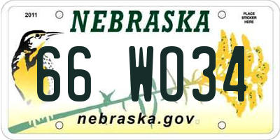 NE license plate 66WO34