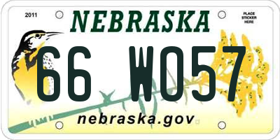NE license plate 66WO57