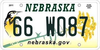 NE license plate 66WO87