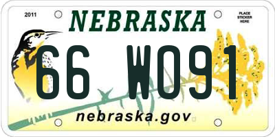 NE license plate 66WO91