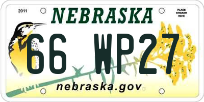 NE license plate 66WP27