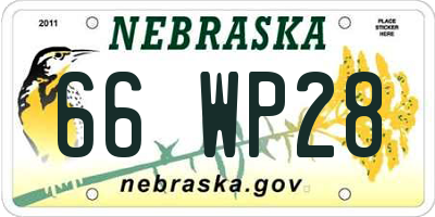 NE license plate 66WP28