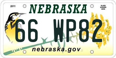 NE license plate 66WP82