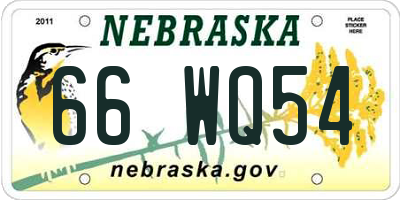 NE license plate 66WQ54
