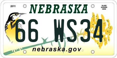 NE license plate 66WS34