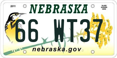 NE license plate 66WT37