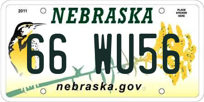 NE license plate 66WU56