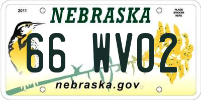 NE license plate 66WV02