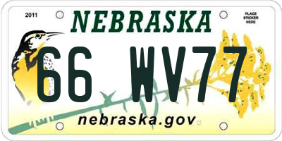 NE license plate 66WV77