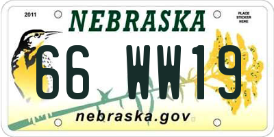 NE license plate 66WW19