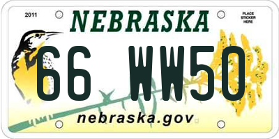 NE license plate 66WW50