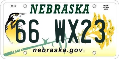 NE license plate 66WX23