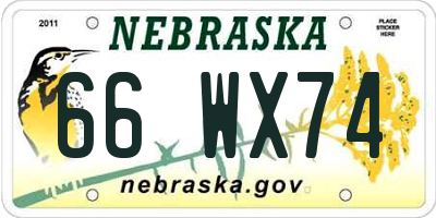 NE license plate 66WX74