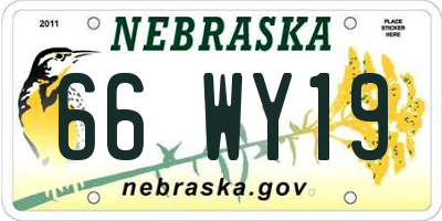 NE license plate 66WY19