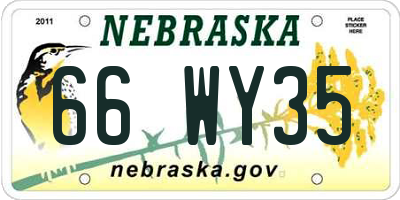 NE license plate 66WY35