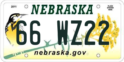 NE license plate 66WZ22