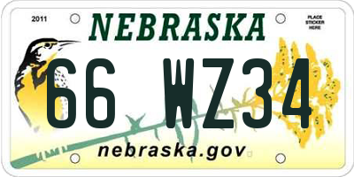 NE license plate 66WZ34