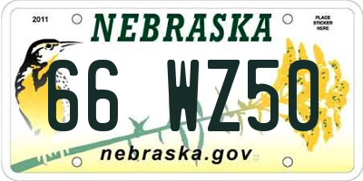 NE license plate 66WZ50