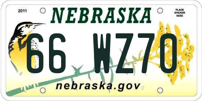 NE license plate 66WZ70