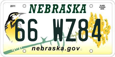 NE license plate 66WZ84