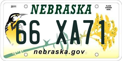 NE license plate 66XA71