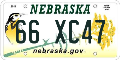 NE license plate 66XC47