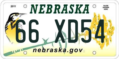 NE license plate 66XD54