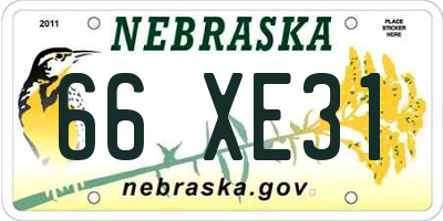 NE license plate 66XE31