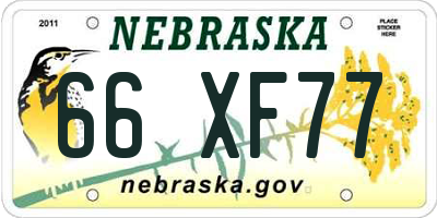 NE license plate 66XF77