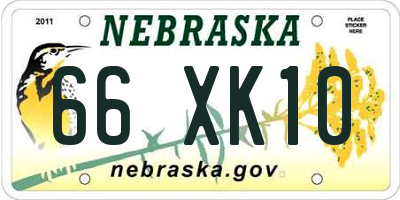 NE license plate 66XK10
