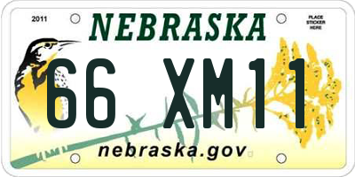 NE license plate 66XM11