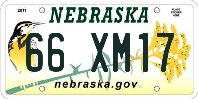 NE license plate 66XM17