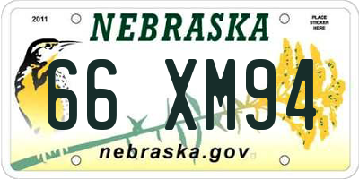 NE license plate 66XM94