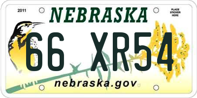 NE license plate 66XR54