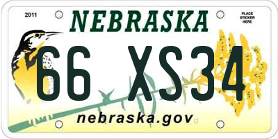 NE license plate 66XS34